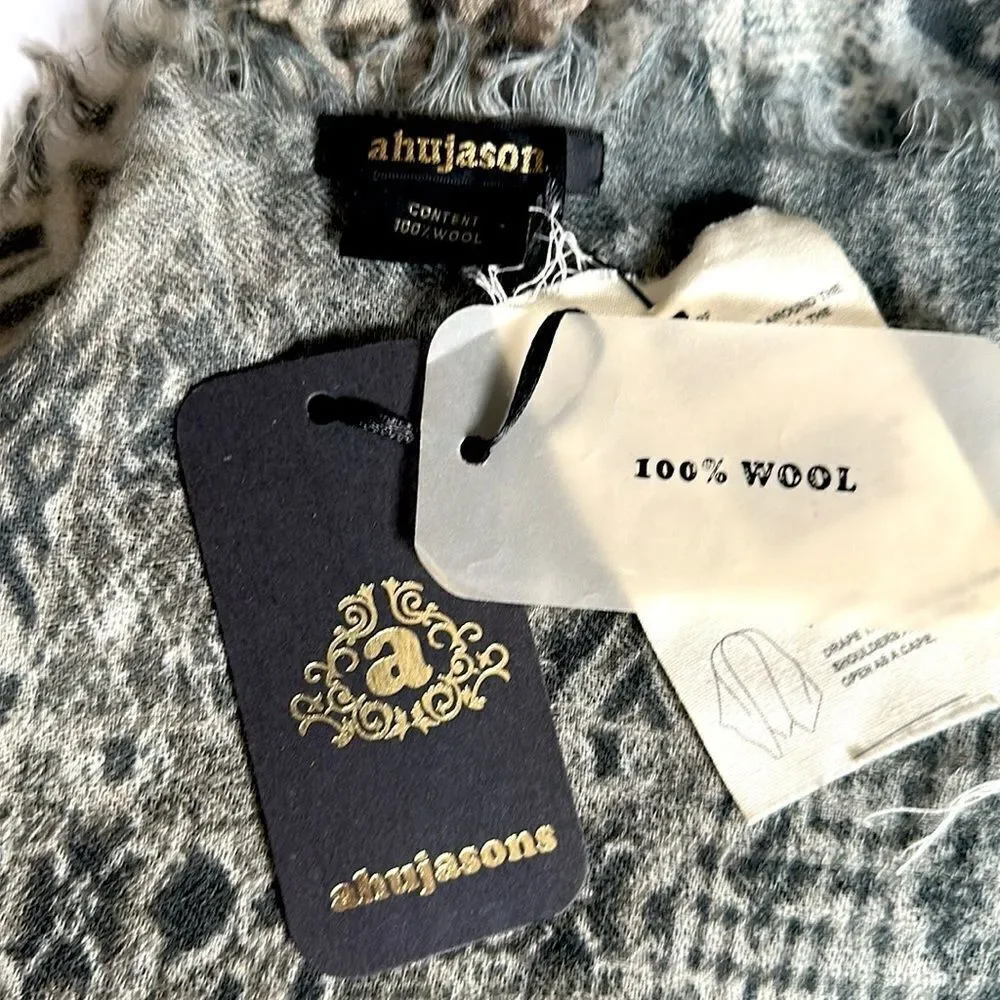 NWT Ahujasons Large Wool Shawl Wrap Scarf Lightweight Soft